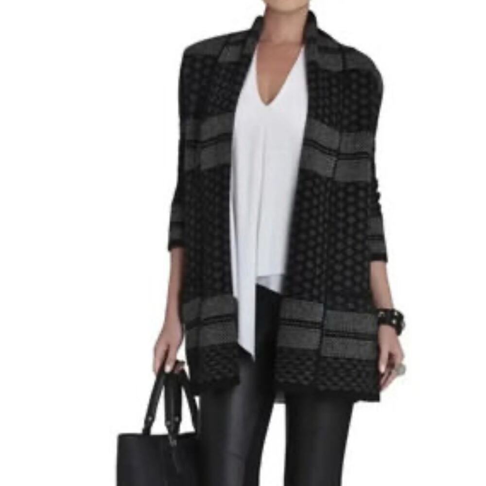 BCBGMaxazria Shadia‎ Shawl Collar Cardigan Lambswool Sweater, Black size M/L